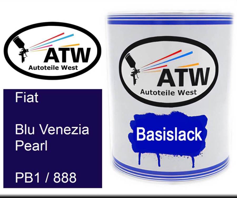 Fiat, Blu Venezia Pearl, PB1 / 888: 1L Lackdose, von ATW Autoteile West.